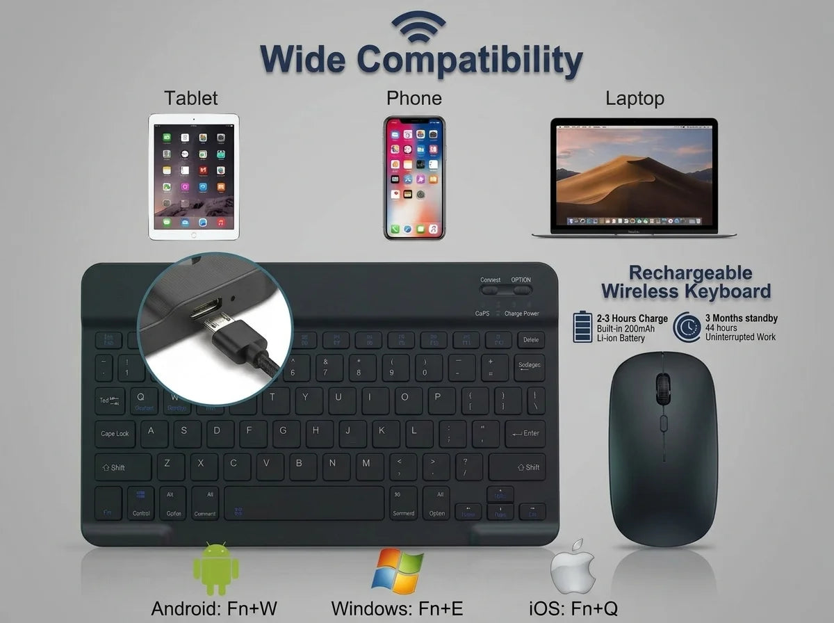 Ultra-Slim Bluetooth Keyboard & Mouse Set